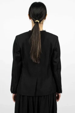 Comme Des Garçons Comme Des Garçons Cut-Off Collar Wool Jacket Black| Outerwear