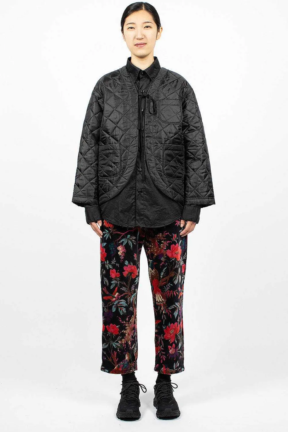 Engineered Garments FWK Diamond Quilted Cutaway Jacket Black| Outerwear
