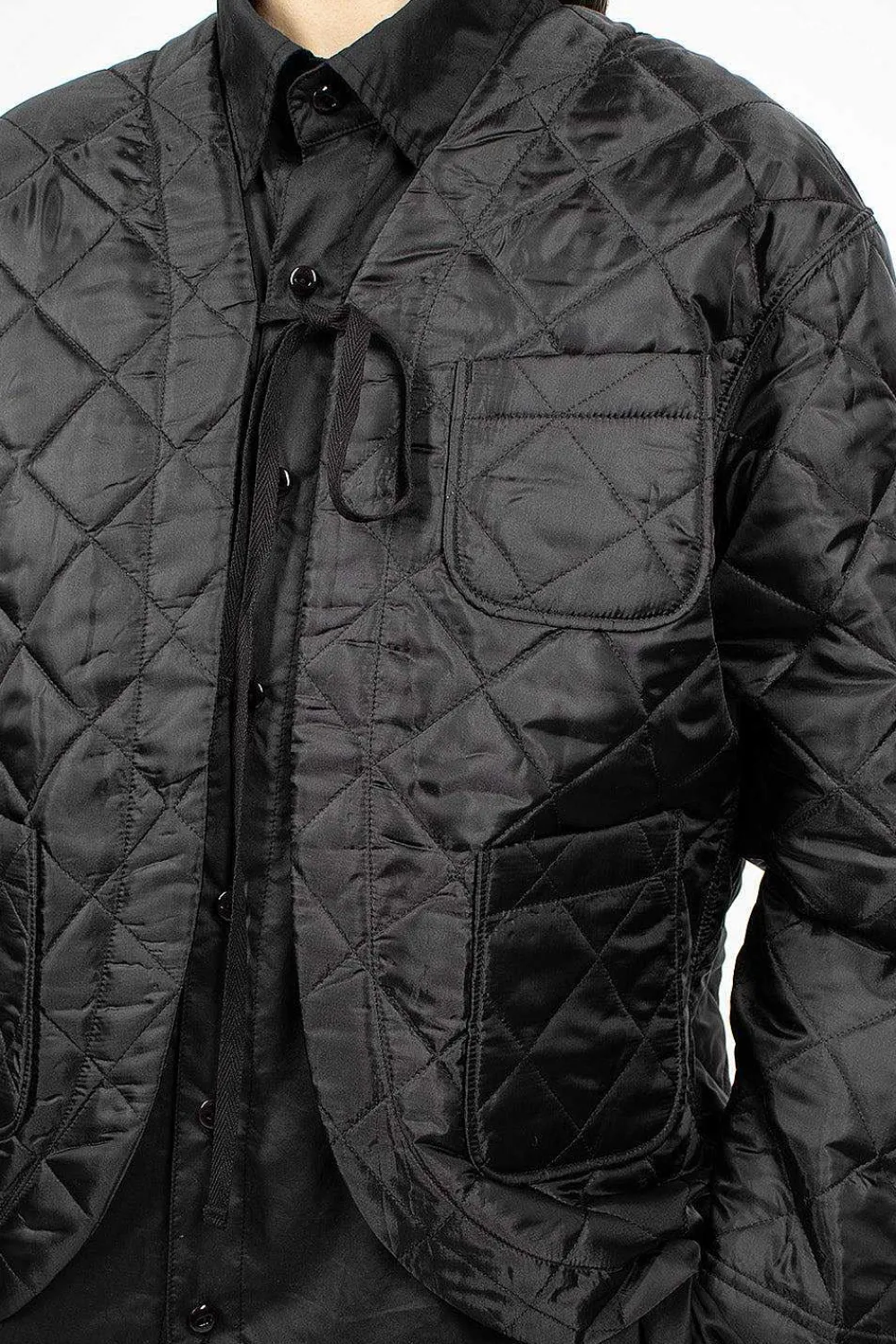 Engineered Garments FWK Diamond Quilted Cutaway Jacket Black| Outerwear