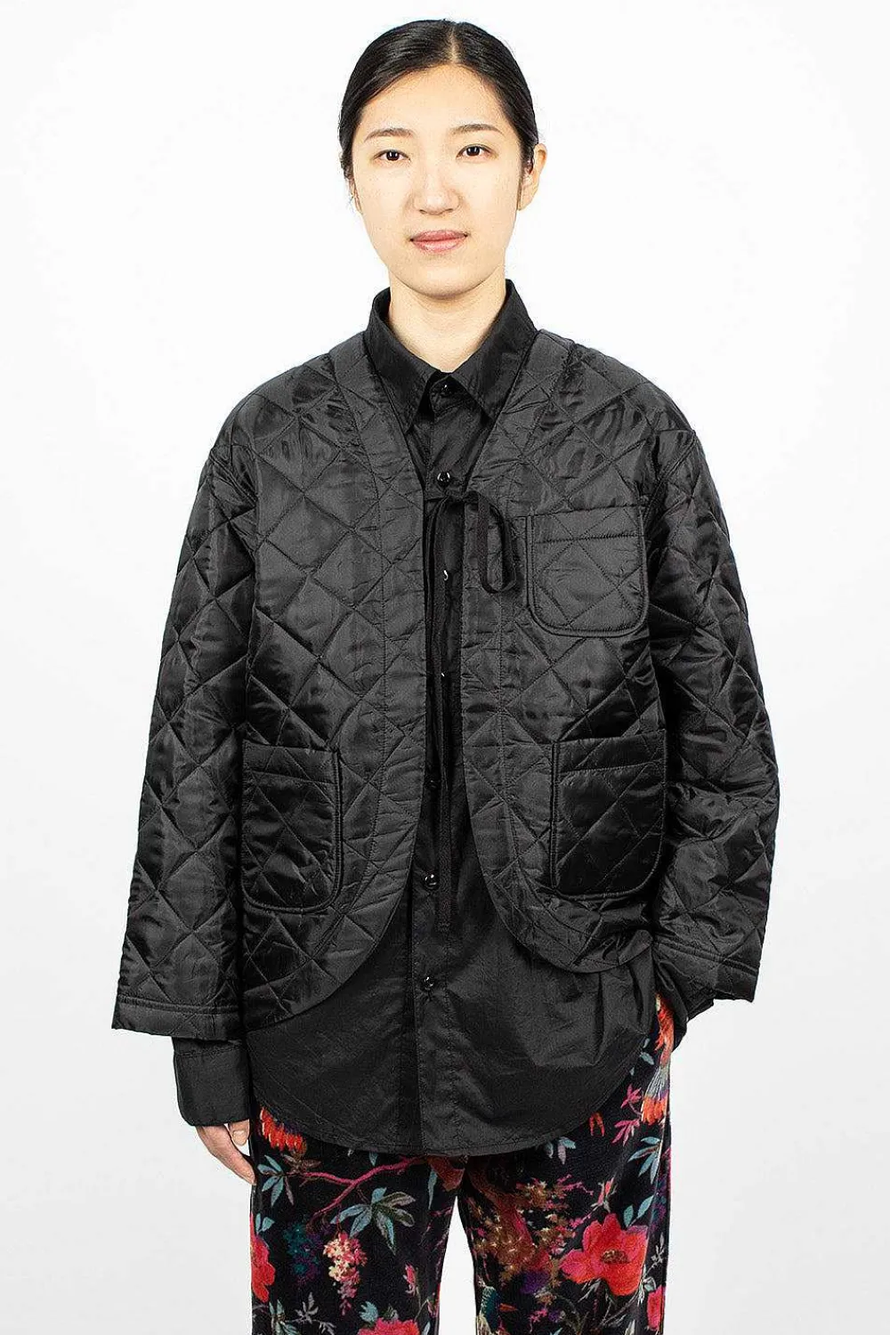 Engineered Garments FWK Diamond Quilted Cutaway Jacket Black| Outerwear