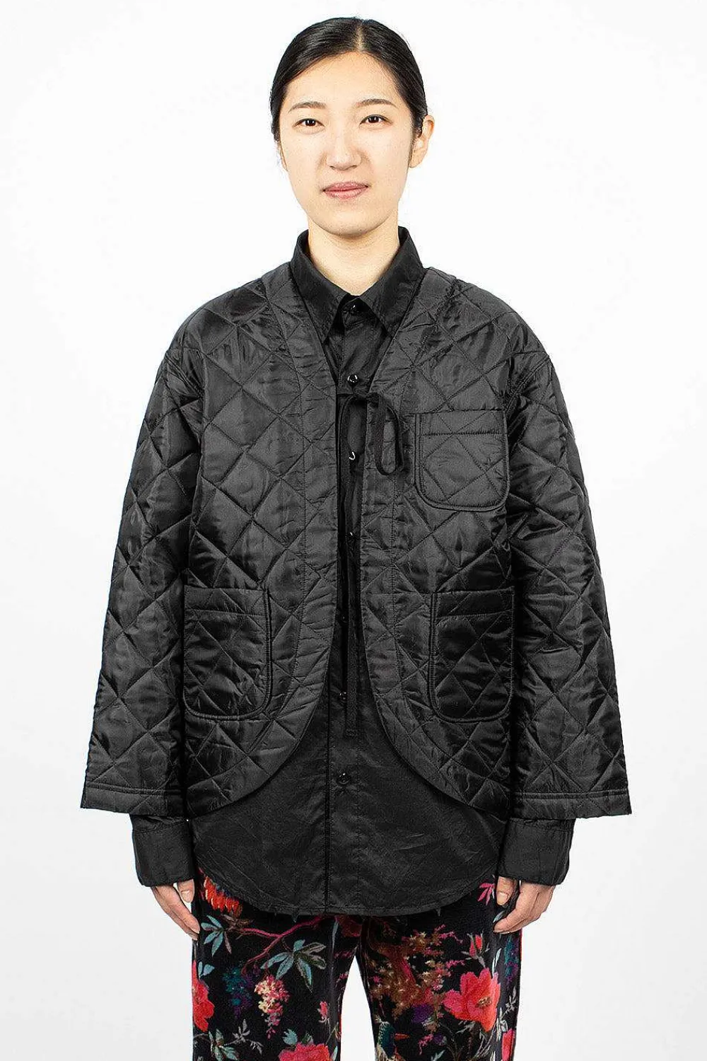 Engineered Garments FWK Diamond Quilted Cutaway Jacket Black| Outerwear