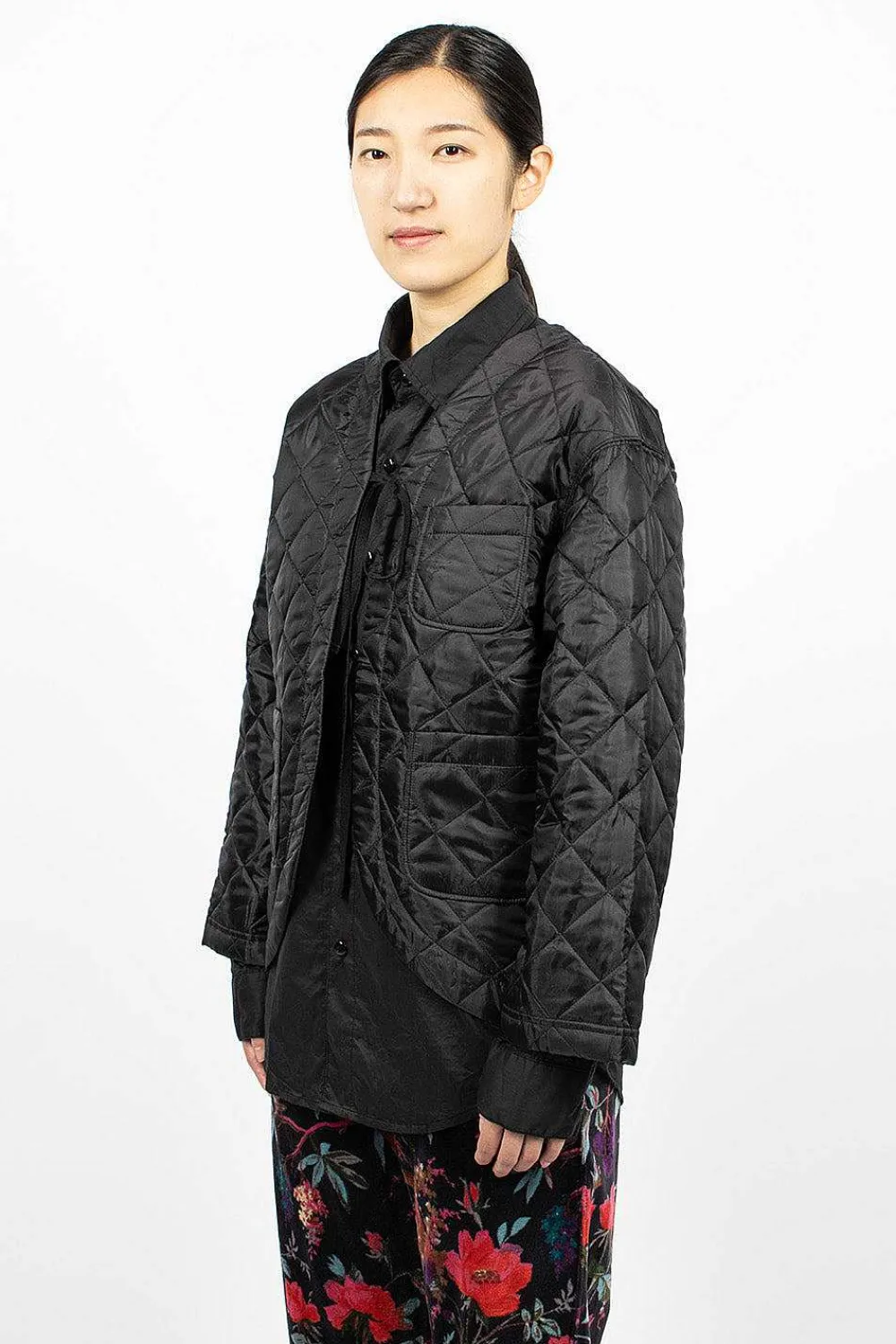 Engineered Garments FWK Diamond Quilted Cutaway Jacket Black| Outerwear