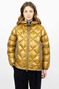 and wander Diamond Stitch Down Hoodie Camel| Outerwear