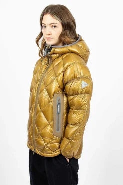 and wander Diamond Stitch Down Hoodie Camel| Outerwear