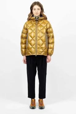 and wander Diamond Stitch Down Hoodie Camel| Outerwear