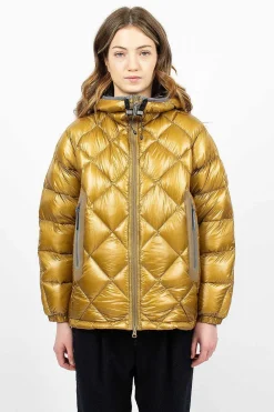 and wander Diamond Stitch Down Hoodie Camel| Outerwear
