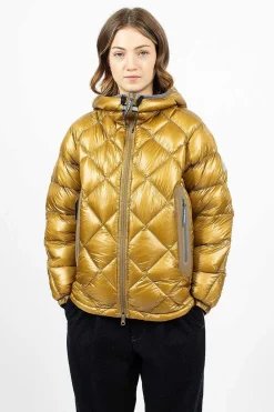and wander Diamond Stitch Down Hoodie Camel| Outerwear