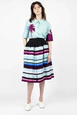Dries Van Noten Digital Print Skirt Blue| Skirts