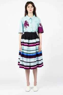 Dries Van Noten Digital Print Skirt Blue| Skirts