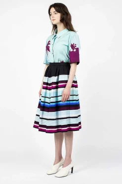 Dries Van Noten Digital Print Skirt Blue| Skirts