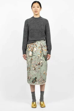 Dries Van Noten Distressed Floral Pencil Skirt| Skirts