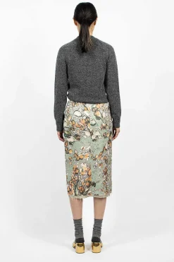 Dries Van Noten Distressed Floral Pencil Skirt| Skirts