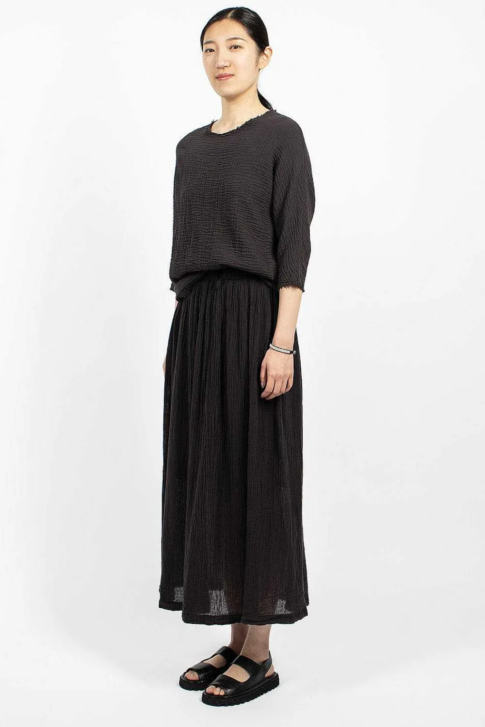 Black Crane Double Layered Skirt Black| Skirts