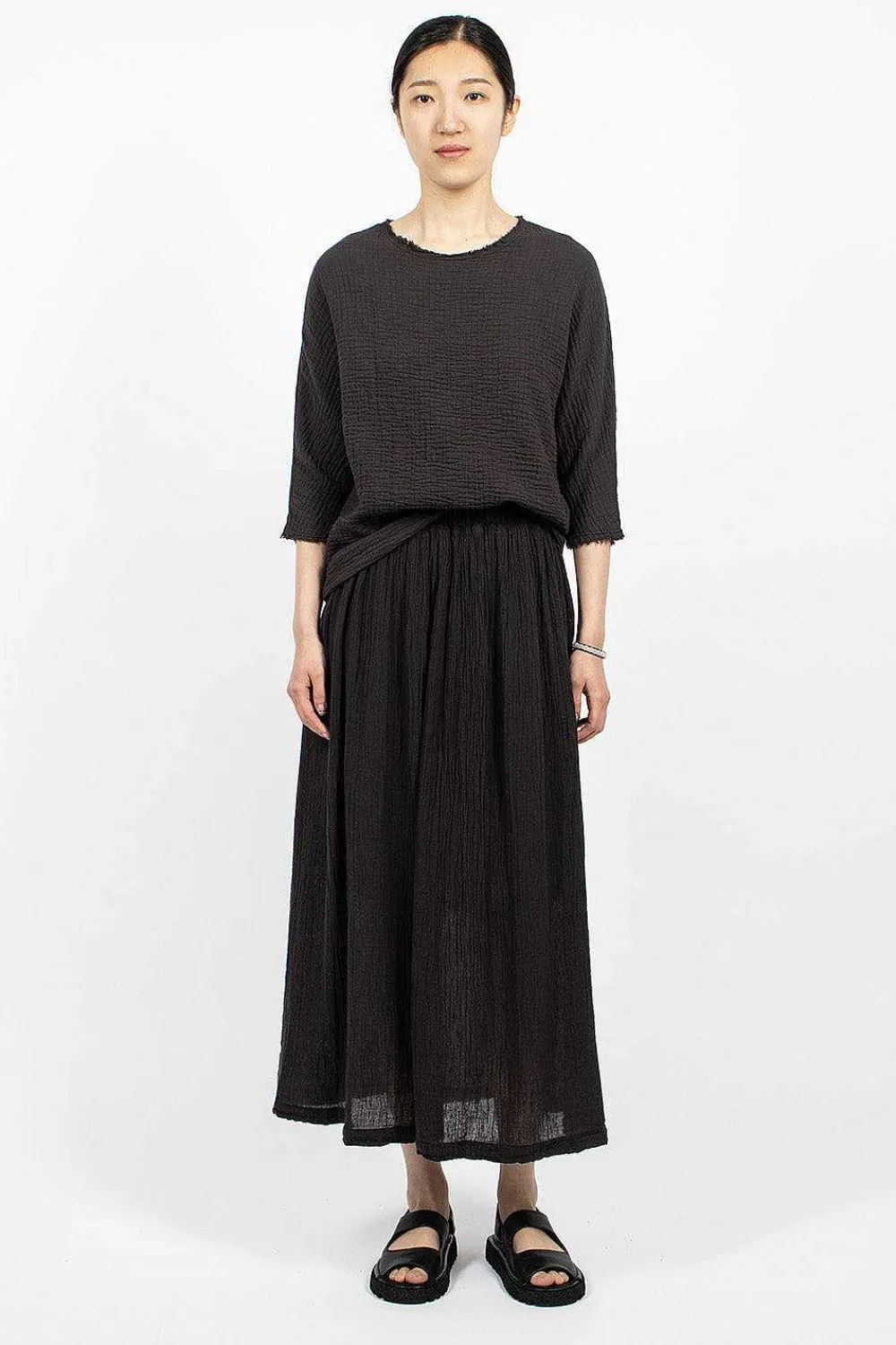Black Crane Double Layered Skirt Black| Skirts
