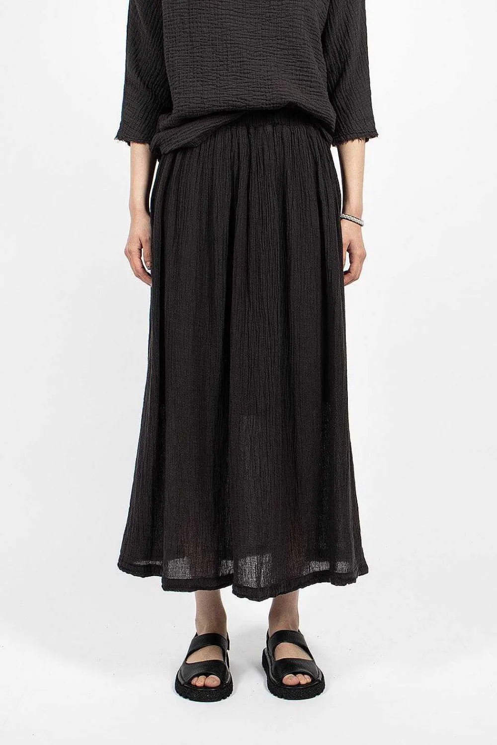 Black Crane Double Layered Skirt Black| Skirts