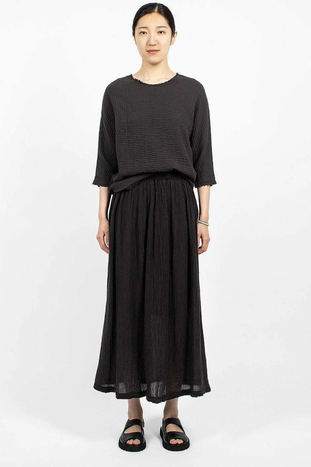 Black Crane Double Layered Skirt Black| Skirts