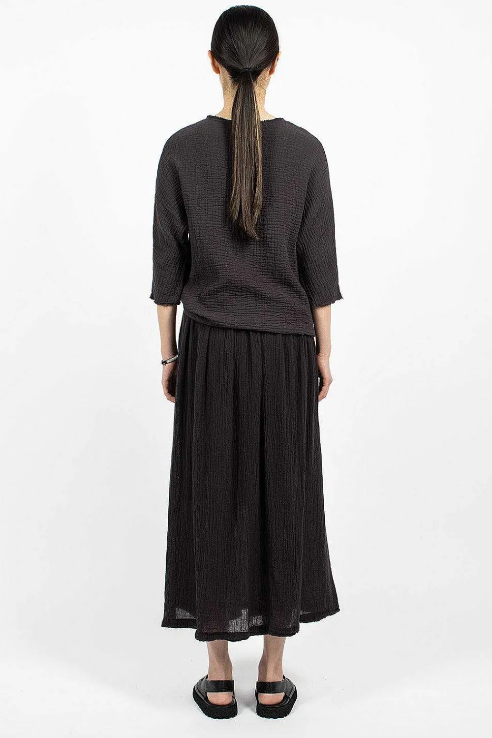 Black Crane Double Layered Skirt Black| Skirts