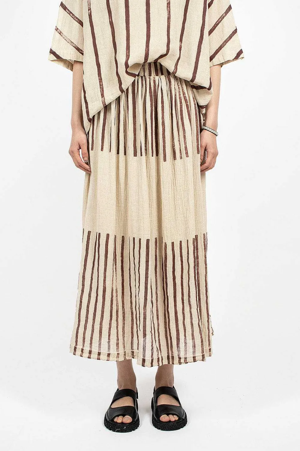 Black Crane Double Layered Skirt Print| Skirts