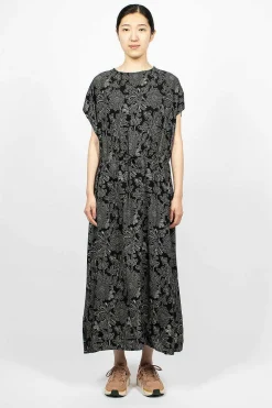 OrSlow Drawstring Dress Black Floral| Dresses