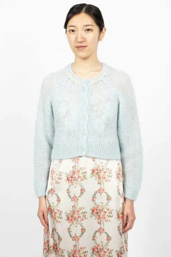 Simone Rocha Embellished Cardigan Baby Blue| Knitwear