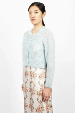 Simone Rocha Embellished Cardigan Baby Blue| Knitwear