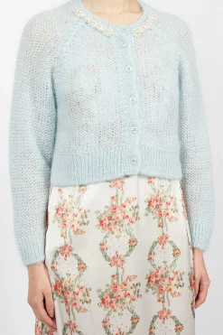 Simone Rocha Embellished Cardigan Baby Blue| Knitwear