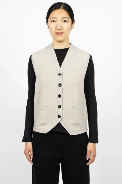 Margaret Howell Felted Wool Waistcoat Putty| Knitwear