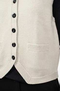 Margaret Howell Felted Wool Waistcoat Putty| Knitwear