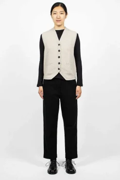 Margaret Howell Felted Wool Waistcoat Putty| Knitwear