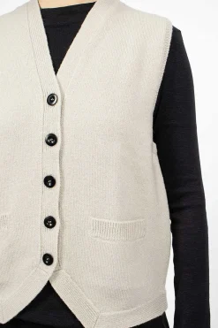 Margaret Howell Felted Wool Waistcoat Putty| Knitwear