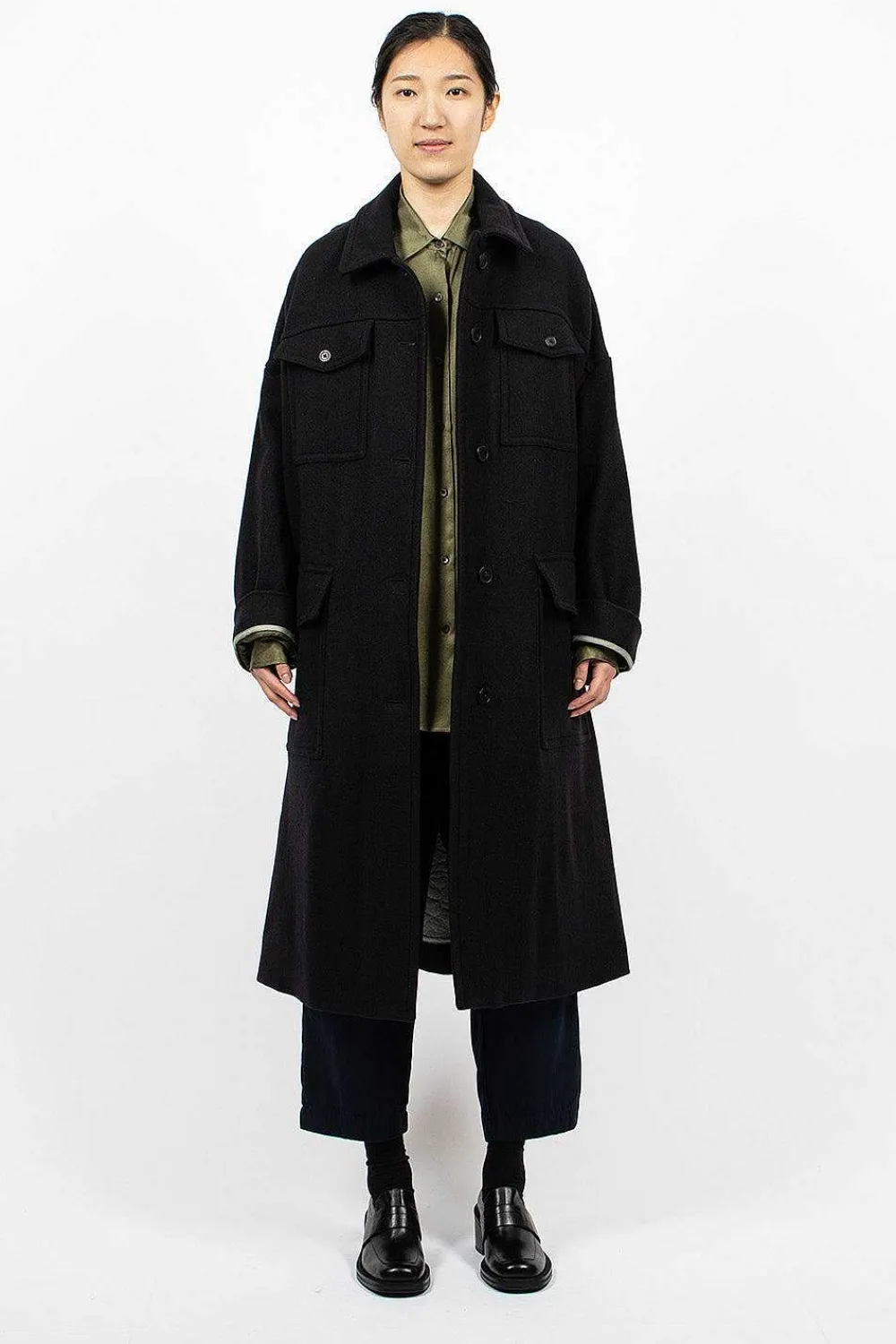 Dries Van Noten Flap Pocket Coat Black| Outerwear