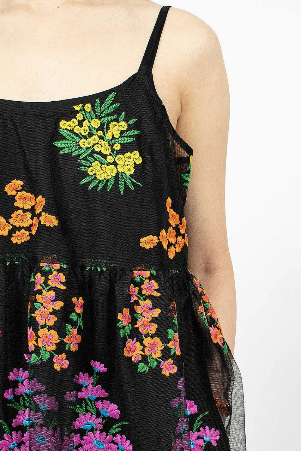 Comme Des Garçons Comme Des Garçons Floral Overlay Dress Black| Dresses