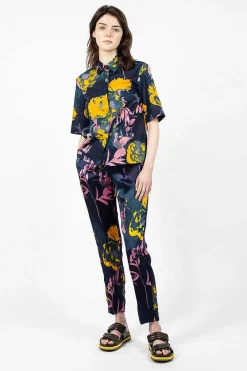 Dries Van Noten Floral Pants Navy| Trousers