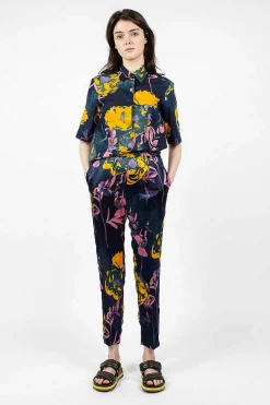 Dries Van Noten Floral Pants Navy| Trousers