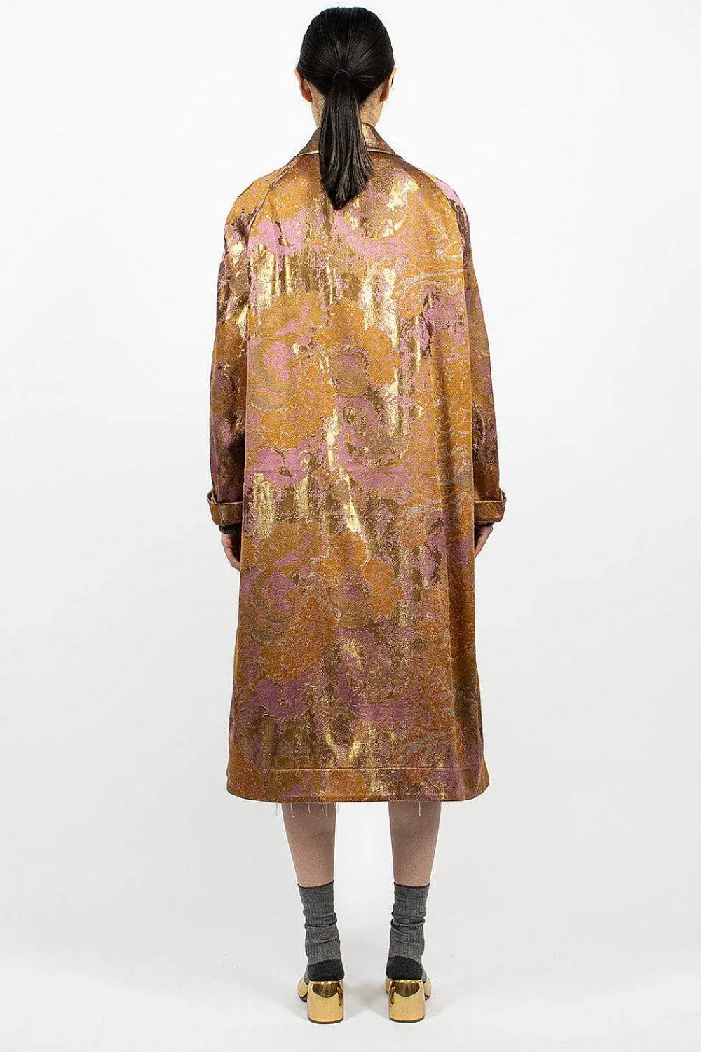 Dries Van Noten Floral Tapestry Coat Old Rose| Outerwear