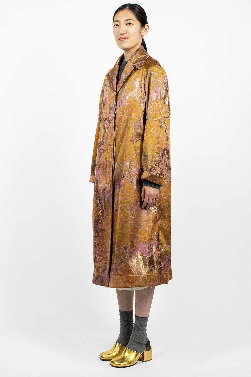 Dries Van Noten Floral Tapestry Coat Old Rose| Outerwear