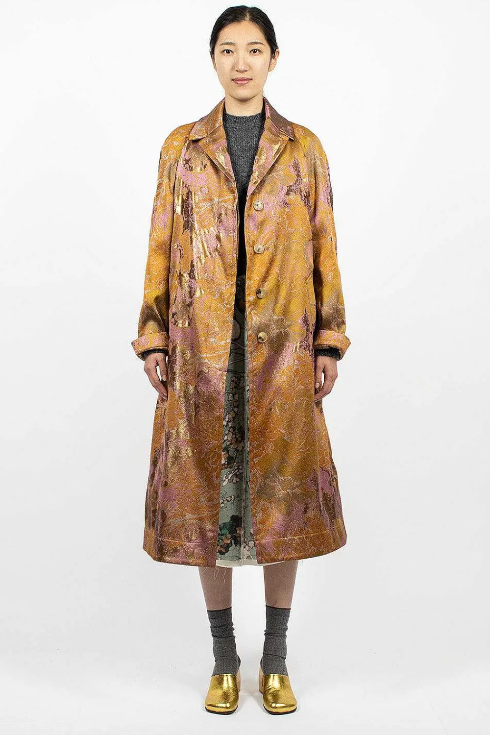 Dries Van Noten Floral Tapestry Coat Old Rose| Outerwear