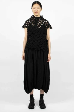 Comme Des Garçons Comme Des Garçons Flower Crochet T-Shirt Black| Tops