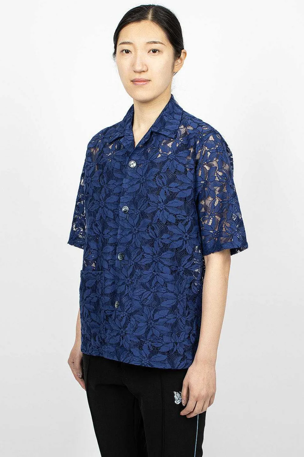 Needles Flower Lace Cabana Shirt Navy| Shirts