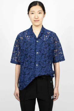Needles Flower Lace Cabana Shirt Navy| Shirts