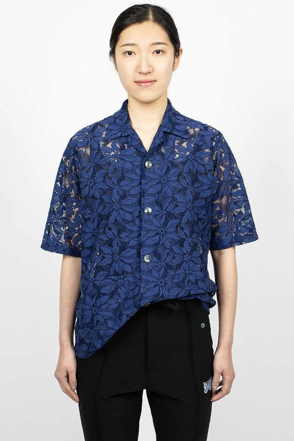 Needles Flower Lace Cabana Shirt Navy| Shirts