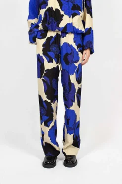 Dries Van Noten Fluid Floral Trousers Blue| Trousers