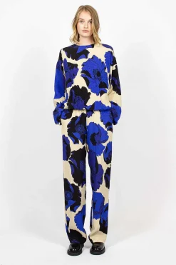 Dries Van Noten Fluid Floral Trousers Blue| Trousers