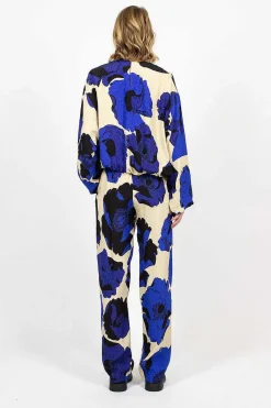 Dries Van Noten Fluid Floral Trousers Blue| Trousers
