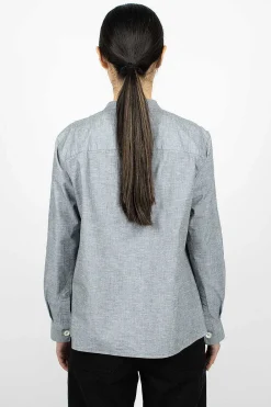 Margaret Howell Fly Placket Swing Shirt Dusty Blue| Shirts