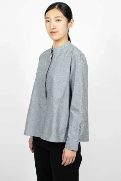 Margaret Howell Fly Placket Swing Shirt Dusty Blue| Shirts