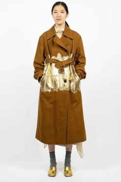 Dries Van Noten Foil Painted Trenchcoat Umber| Outerwear