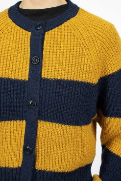 YMC Foxtail Cardigan Navy/Yellow| Knitwear