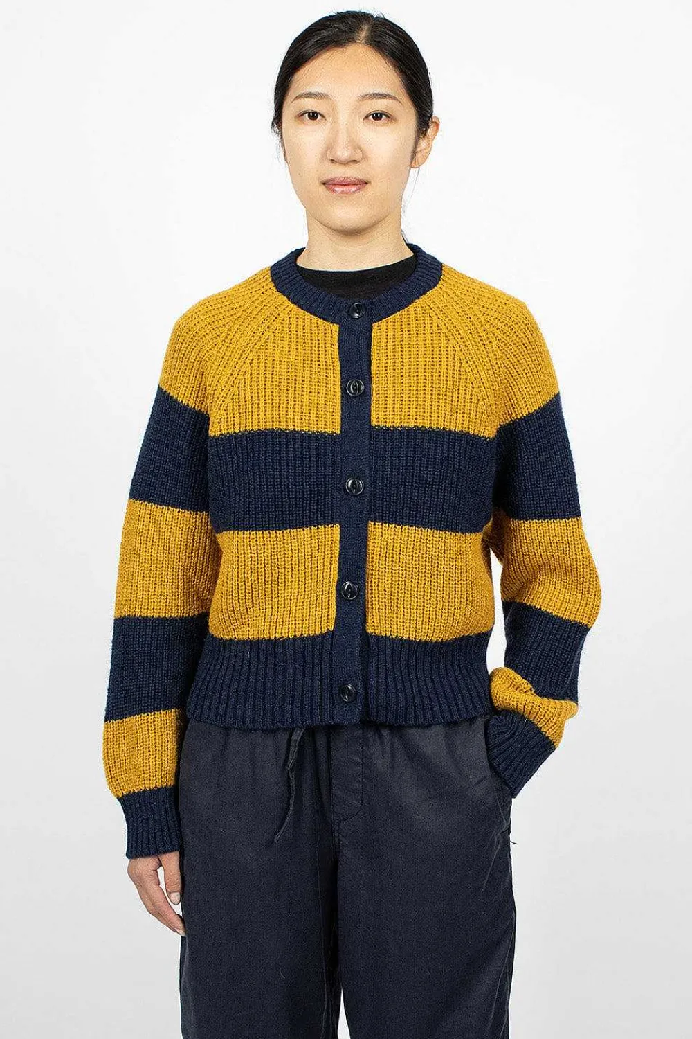 YMC Foxtail Cardigan Navy/Yellow| Outerwear