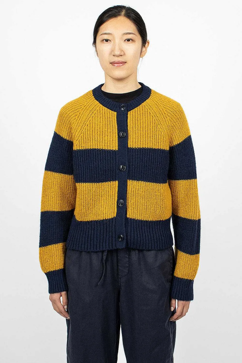 YMC Foxtail Cardigan Navy/Yellow| Outerwear